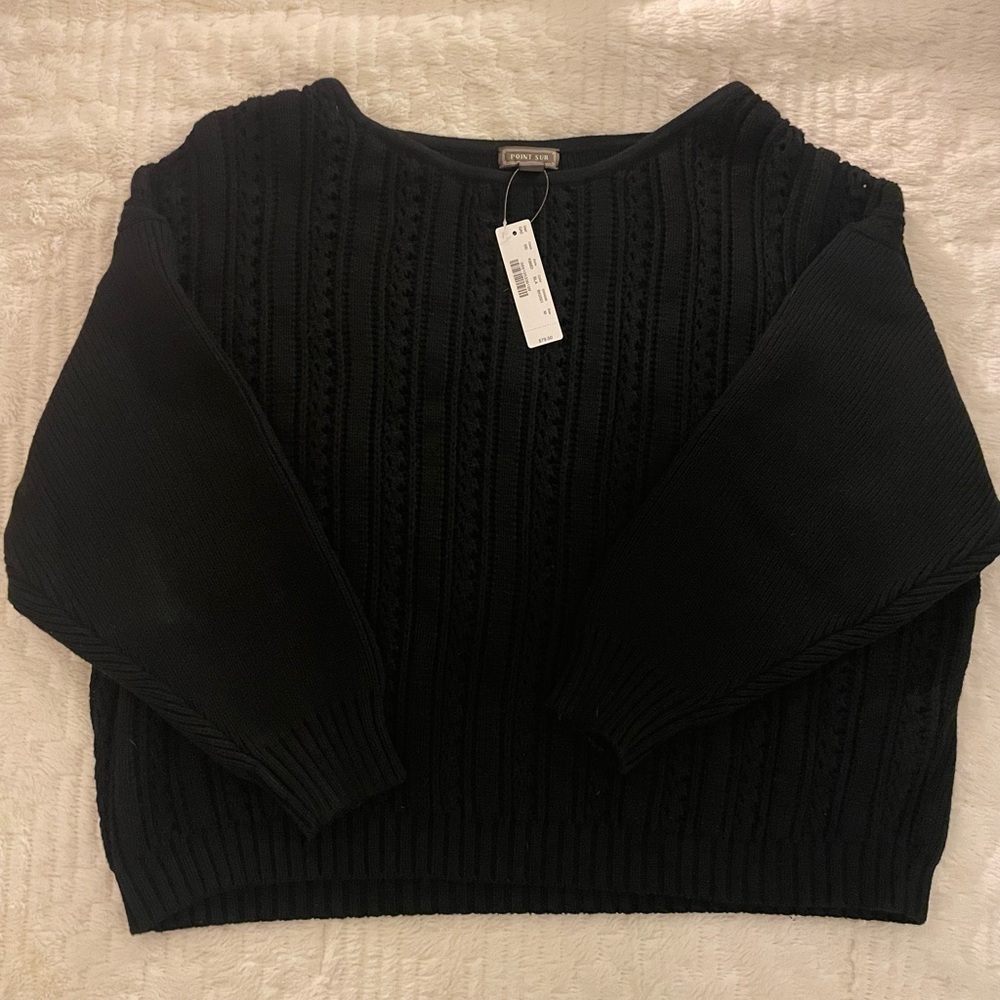 J Crew Point Sur Black Cable-knit Sweater (M)